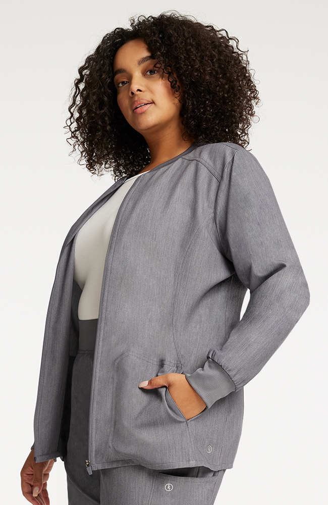 AllHeart Clearance Women's Warm-Up Solid Scrub Jacket 6 AllHeart Clearance Women's Warm-Up Solid Scrub Jacket - Image 4