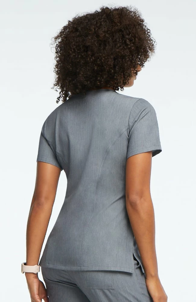 AllHeart Clearance Women's Mock Wrap Solid Scrub Top & Cargo Scrub Pant Set - Image 4