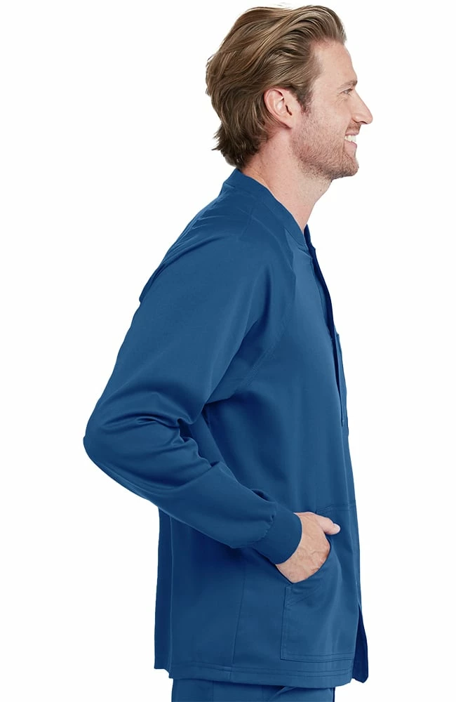 Grey's Anatomy Clearance Men's Snap Front Raglan Sleeve Solid Scrub Jacket - Image 4