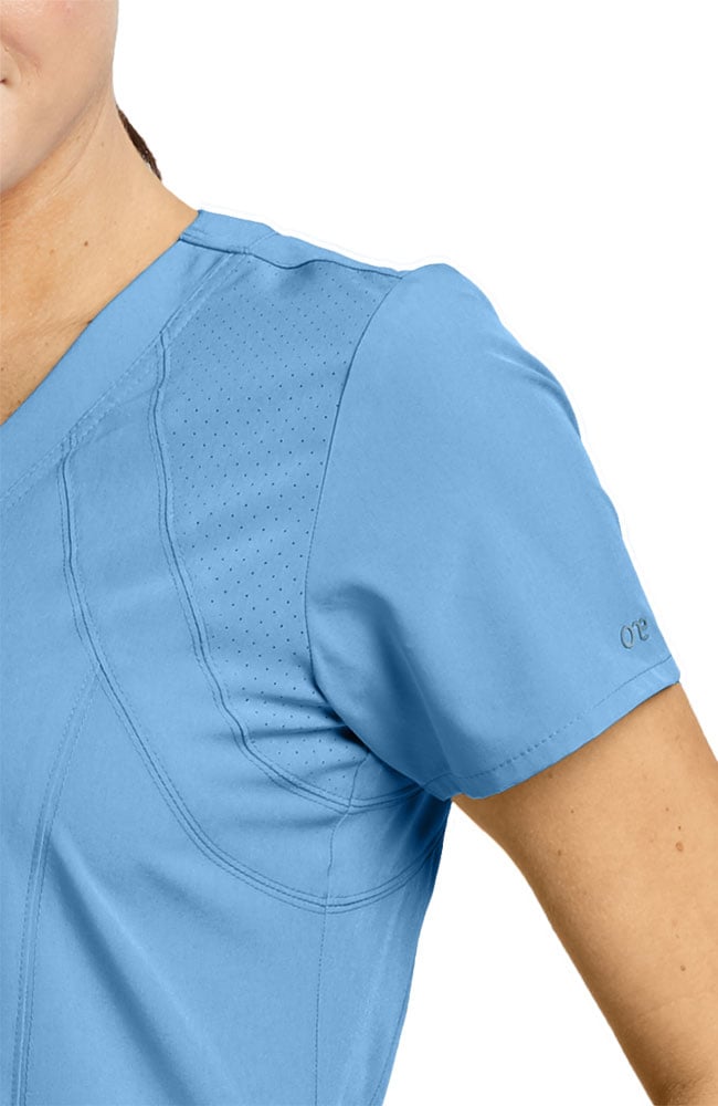 Barco One Women's Racer Solid Scrub Top & Flare Leg Knit Waist Cargo Scrub Pant Set 6 Barco One Women's Racer Solid Scrub Top & Flare Leg Knit Waist Cargo Scrub Pant Set - Image 4