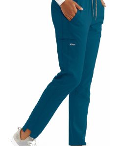 Grey's Anatomy Women's Solid Scrub Top & Track Cargo Scrub Pant -Silverts-shop 4 bc 27set 650