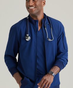 Barco One Men's Warm-Up Bomber Solid Scrub Jacket -Silverts-shop 4 bc bow883 650