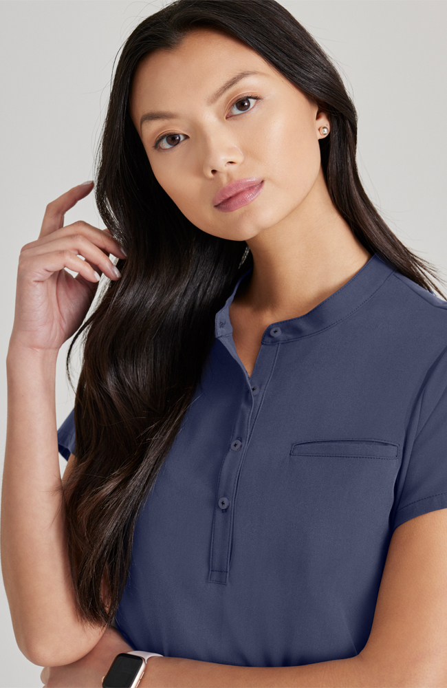Barco Uniforms Barco Unify Women's Henley Tuck-In Scrub Top 6 Barco Uniforms Barco Unify Women's Henley Tuck-In Scrub Top - Image 4
