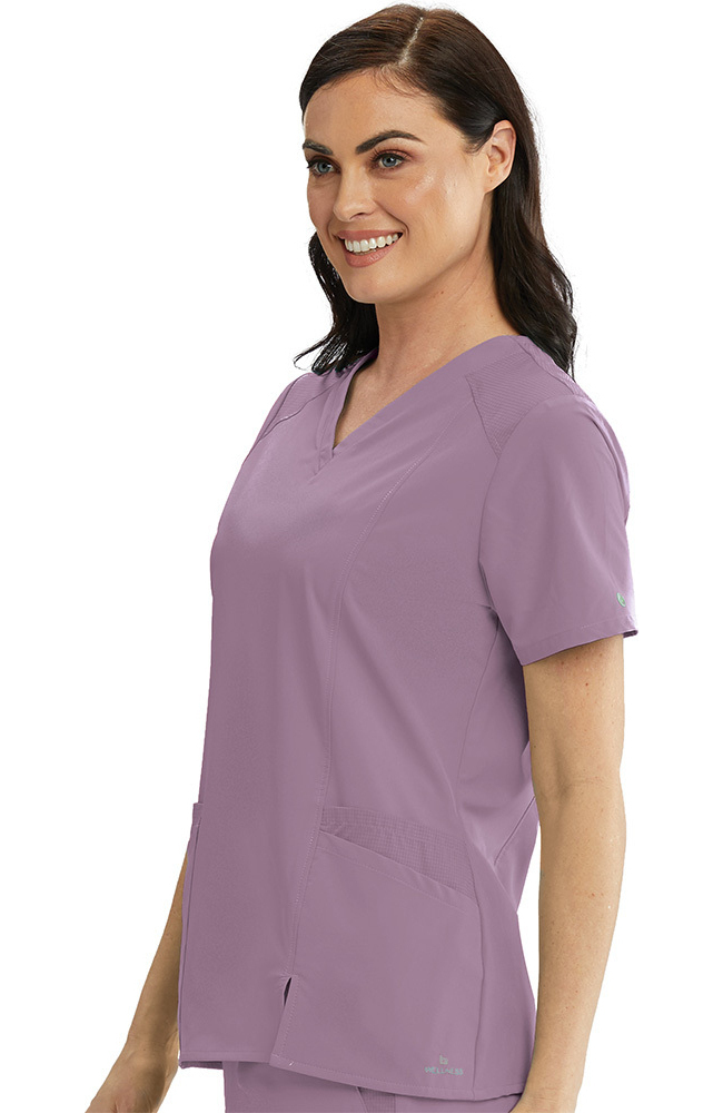 Clearance Women's V-Neck Contrast Mesh Solid Scrub Top Barco One Clearance Women's V-Neck Contrast Mesh Solid Scrub Top -Silverts-shop 4 bc bwt012 clearance 650