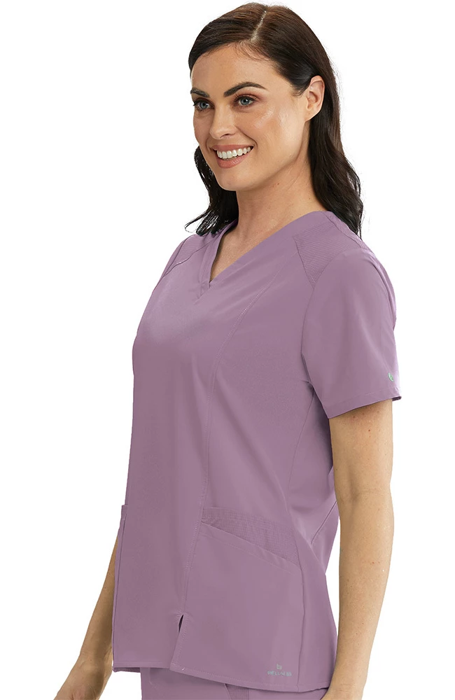 Barco One Clearance Women's V-Neck Contrast Mesh Solid Scrub Top - Image 4