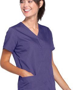 Cherokee Workwear Clearance Women's Snap Front 2-Pocket Solid Scrub Top 5 Cherokee Workwear Clearance Women's Snap Front 2-Pocket Solid Scrub Top -Silverts-shop 4 ck 4770 clearance 650