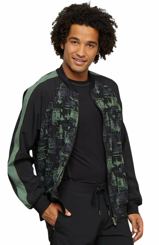 Cherokee Clearance Men's Zip Front Abstract Print Scrub Jacket - Image 4