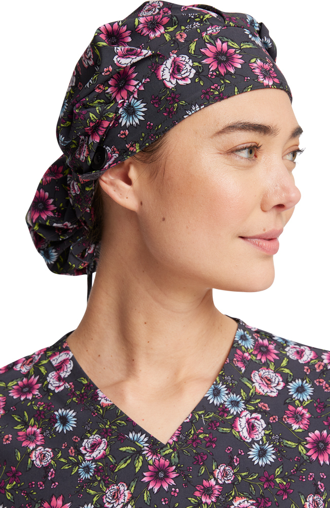 Women's Romantic Garden Print Bouffant Scrub Hat Cherokee Women's Romantic Garden Print Bouffant Scrub Hat -Silverts-shop 4 ck ck514 print 650 1