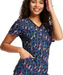 Cherokee Women's Mock Wrap Animal Pop Print Scrub Top -Silverts-shop 4 ck ck608 print 650