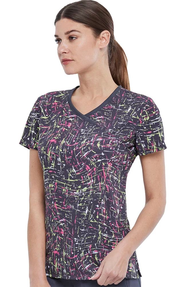 Cherokee Clearance Women's From Scratch Print Scrub Top - Image 4