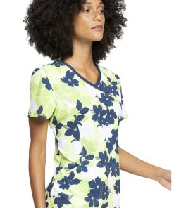 Cherokee Clearance Women's Mock Wrap Tropic Shadow Print Scrub Top -Silverts-shop 4 ck ck608 printclearance 650 3