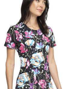 Cherokee Clearance Women's Painted Petals Print Scrub Top -Silverts-shop 4 ck ck609 printclearance 650 1