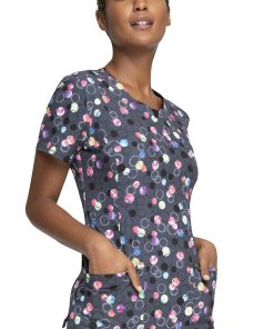 Cherokee Clearance Women's Dot's Brilliant Print Scrub Top -Silverts-shop 4 ck ck609 printclearance 650