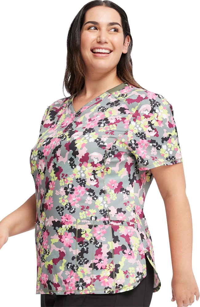 Cherokee Women's Floral Camotion Print Scrub Top - Image 4