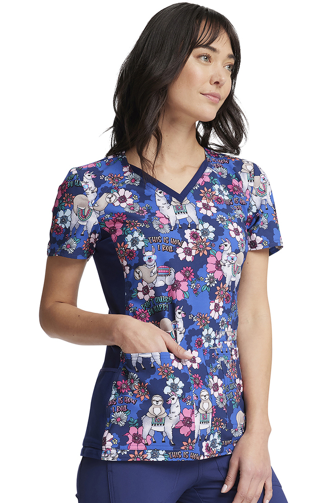 Women's Happy Pals Print Scrub Top Cherokee Women's Happy Pals Print Scrub Top -Silverts-shop 4 ck ck636 print 650 1