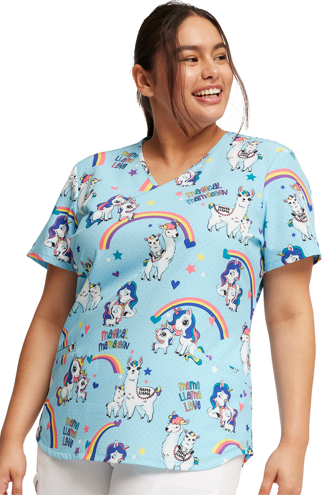 Women's Rainbow Mamas Print Scrub Top Cherokee Women's Rainbow Mamas Print Scrub Top -Silverts-shop 4 ck ck637 print 650