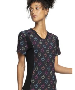Cherokee Clearance Women's Knit Panel Hearts On The Line Print Scrub Top 5 Cherokee Clearance Women's Knit Panel Hearts On The Line Print Scrub Top -Silverts-shop 4 ck ck641 printclearance 650