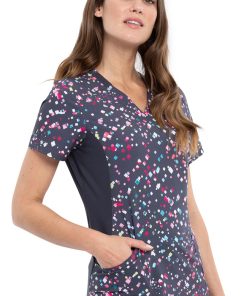 Cherokee Clearance Women's Speckled Spots Print Scrub Top -Silverts-shop 4 ck ck642 printclearance 650