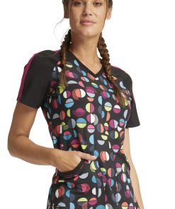 Cherokee Clearance Women's Geo Nouveau Print Scrub Top -Silverts-shop 4 ck ck645 printclearance 650