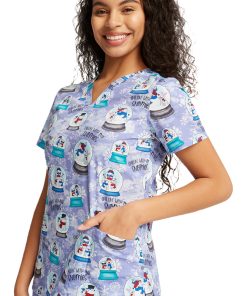 Cherokee Women's Chillin' Snowmies Print Scrub Top -Silverts-shop 4 ck ck651 print 650 1