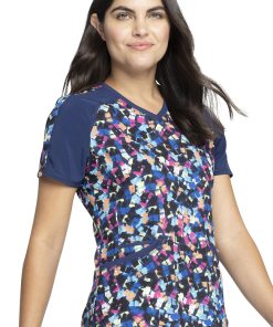 Cherokee Clearance Women's Tech Texture Print Scrub Top -Silverts-shop 4 ck ck656 printclearance 650