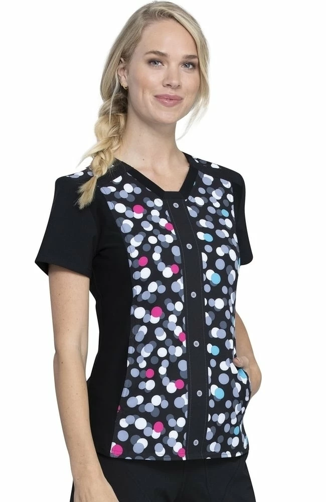 Cherokee Clearance Women's Two Times The Fun Print Scrub Top - Image 4