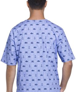 Cherokee Clearance Men's V-Neck Nautical Print Scrub Top -Silverts-shop 4 ck ck675 printclearance 650 1