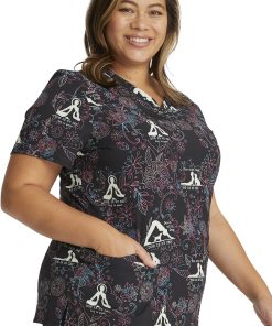 Cherokee Clearance Women's Dog Is My Zen Print Scrub Top -Silverts-shop 4 ck ck678 printclearance 650 1