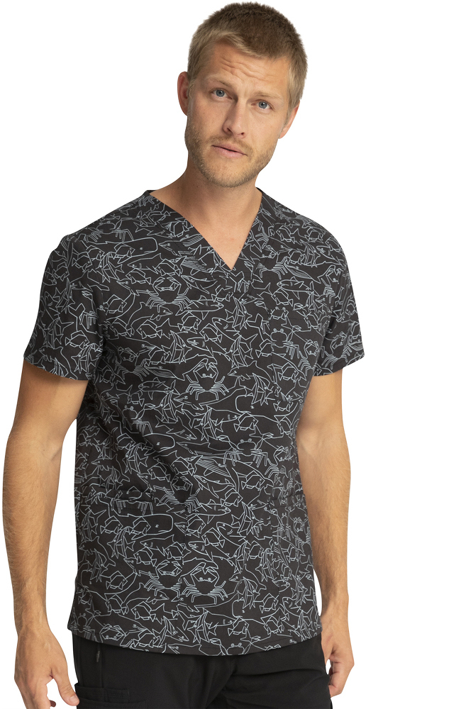 Clearance Men's Sea Sketch Print Scrub Top Cherokee Clearance Men's Sea Sketch Print Scrub Top -Silverts-shop 4 ck ck691 printclearance 650 1