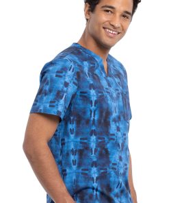Cherokee Clearance Men's Geo Tie Dye Print Scrub Top -Silverts-shop 4 ck ck692 printclearance 650 1