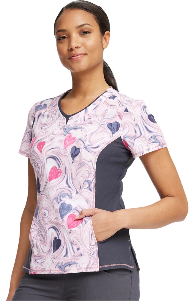 Cherokee Women's Loving Swirls Print Scrub Top - Image 4