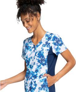 Cherokee Clearance Women's Tranquil Tie Dye Print Scrub Top -Silverts-shop 4 ck ck732 printclearance 650 1