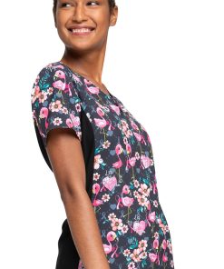 Cherokee Clearance Women's Let's Flock Together Print Scrub Top -Silverts-shop 4 ck ck732 printclearance 650