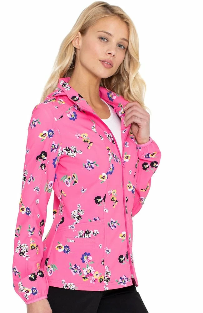 Heartsoul Clearance Women's Warm Up Flowering Fields Print Scrub Jacket - Image 4