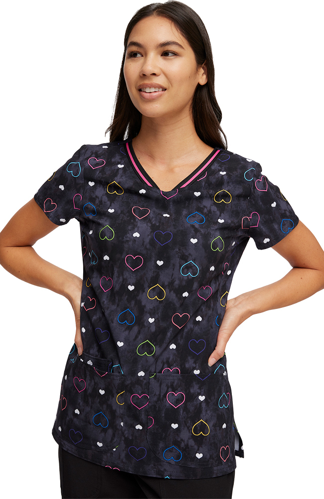 Women's Lovin Vibes Print Scrub Top Heartsoul Women's Lovin Vibes Print Scrub Top -Silverts-shop 4 ck hs723 print 650