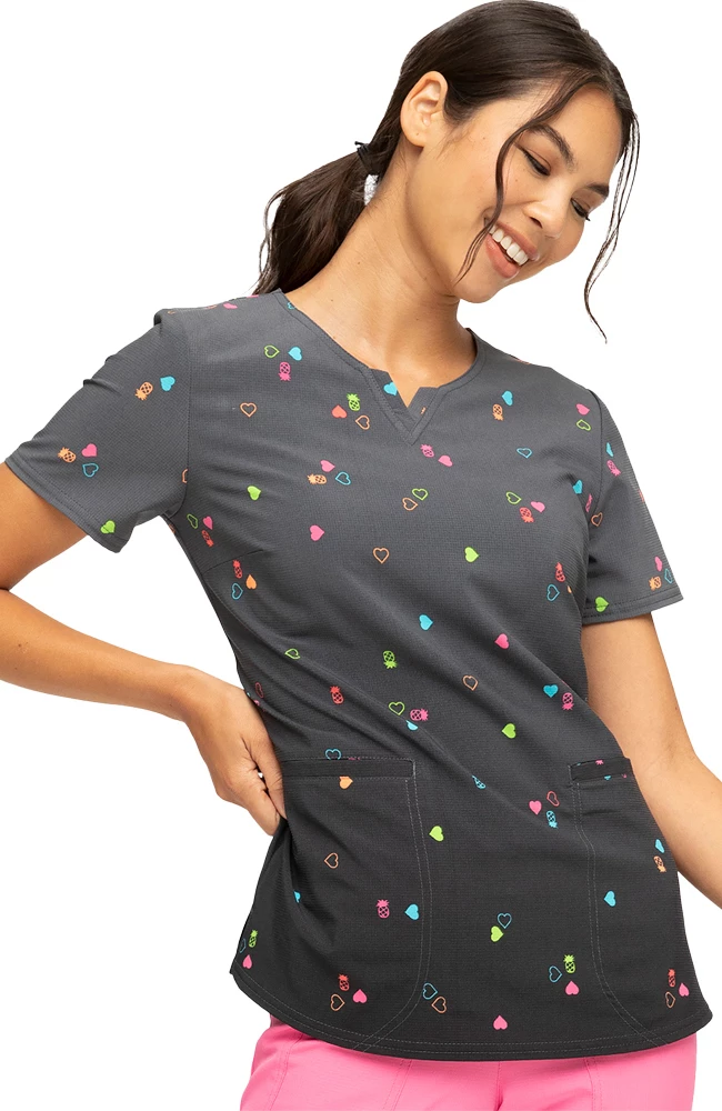Heartsoul Clearance Women's Pineapple Pop Print Scrub Top - Image 4