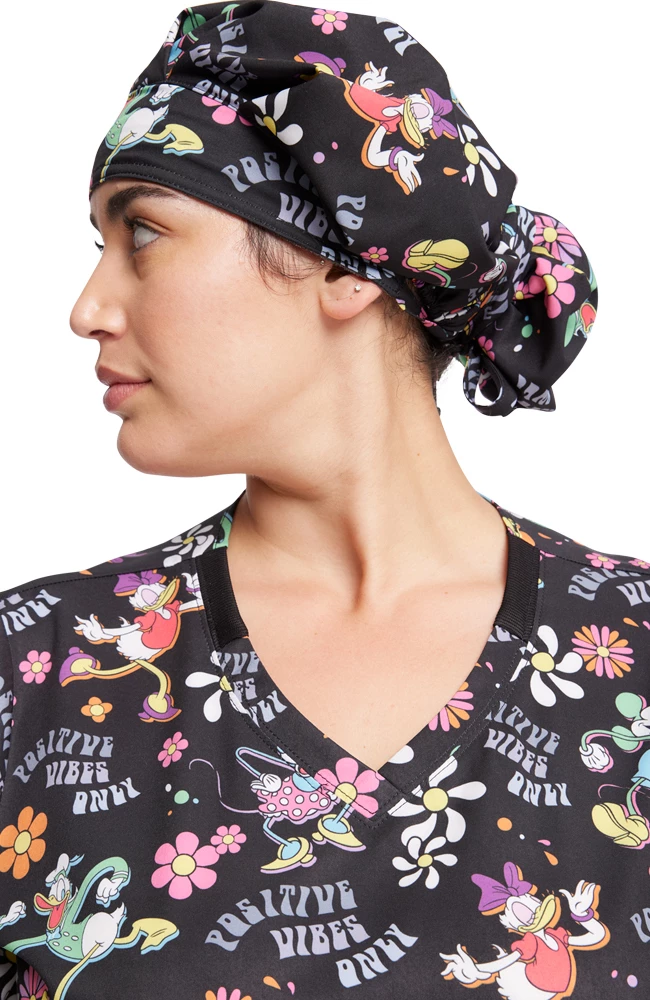 Cherokee Women's Positive Vibes Print Bouffant Scrub Hat - Image 4