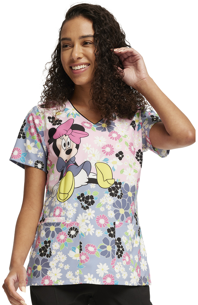 Women's Many Minnie Flowers Print Scrub Top Cherokee Women's Many Minnie Flowers Print Scrub Top -Silverts-shop 4 ck tf614 print 650 1