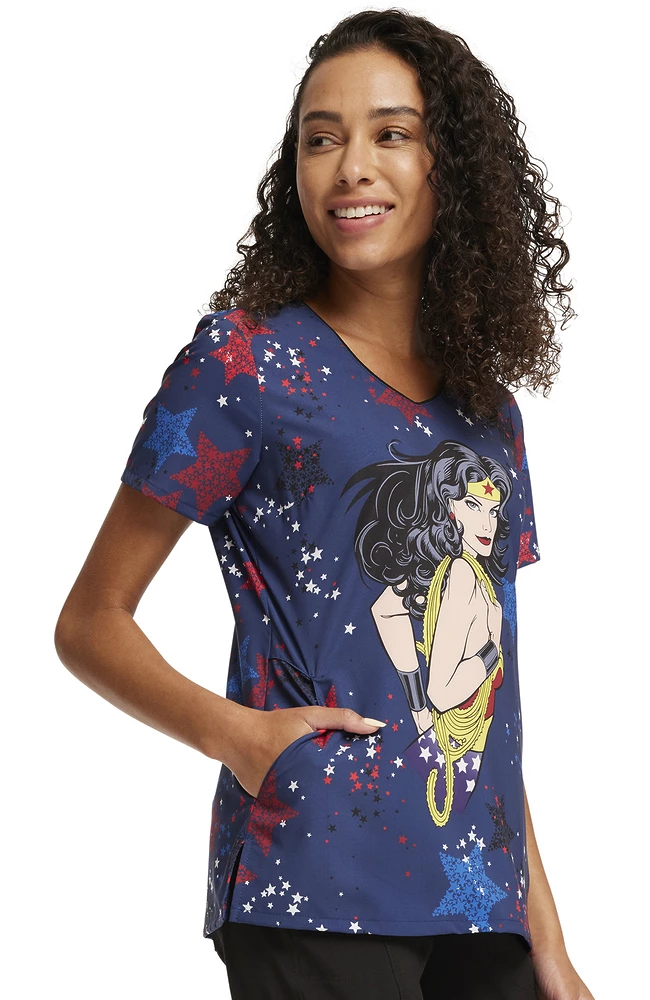 Cherokee Women's Hang With The Stars Print Scrub Top - Image 4