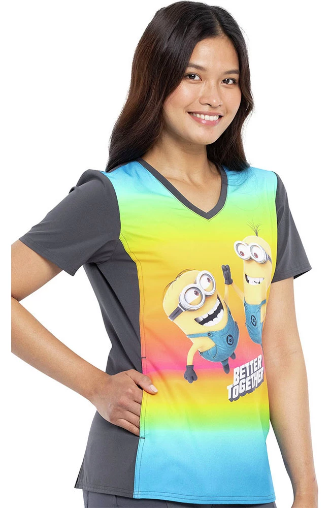 Cherokee Clearance Women's Friends Together Print Scrub Top - Image 4