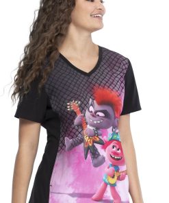 Cherokee Clearance Women's Battle Of The Bands Print Scrub Top -Silverts-shop 4 ck tf627 printclearance 650 3