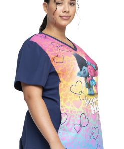 Cherokee Clearance Women's Happy Hug Day Print Scrub Top -Silverts-shop 4 ck tf627 printclearance 650 4