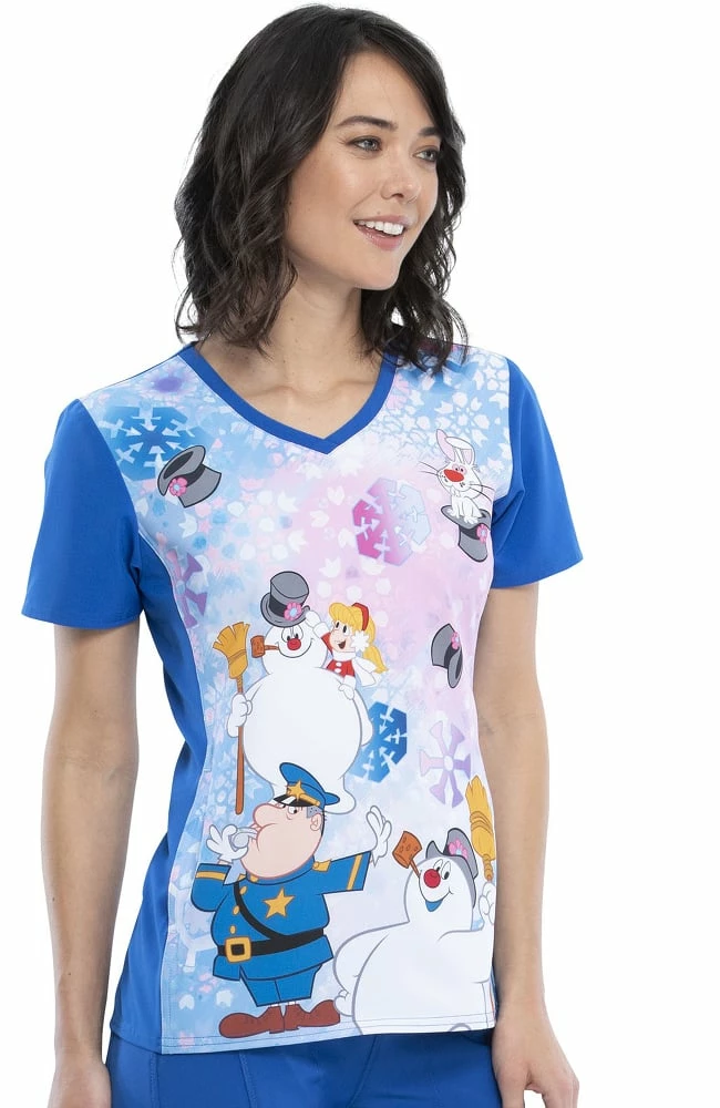 Cherokee Clearance Women's Snowland Print Scrub Top - Image 4