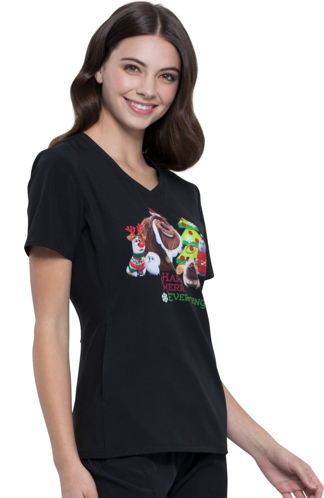 Clearance Women's V-Neck Holly Jolly Pets Print Scrub Top Cherokee Clearance Women's V-Neck Holly Jolly Pets Print Scrub Top -Silverts-shop 4 ck tf627 printclearance 650