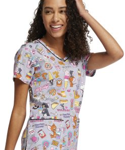 Cherokee Women's Yum Yum Yummy Print Scrub Top 5 Cherokee Women's Yum Yum Yummy Print Scrub Top -Silverts-shop 4 ck tf633 print 650
