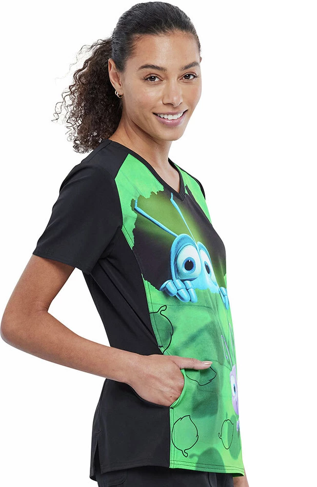 Cherokee Clearance Women's Flik And Dot Print Scrub Top - Image 4