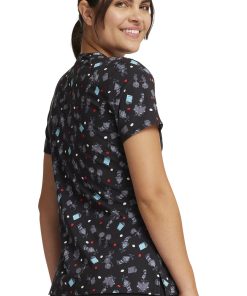 Cherokee Women's Inquiring Minds Print Scrub Top 12 Cherokee Women's Inquiring Minds Print Scrub Top -Silverts-shop 4 ck tf659 print 650