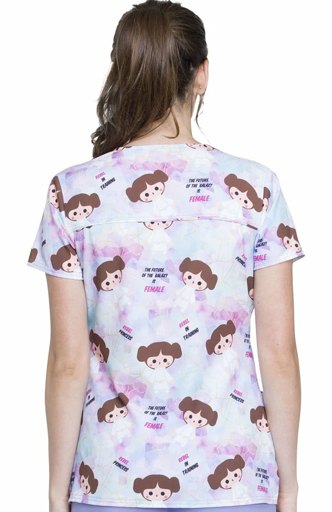 Cherokee Clearance Women's V-Neck Star Wars Print Scrub Top - Image 4