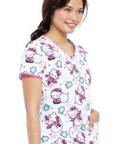 Cherokee Clearance Women's Winter Hello Kitty Print Scrub Top -Silverts-shop 4 ck tf686 printclearance 650