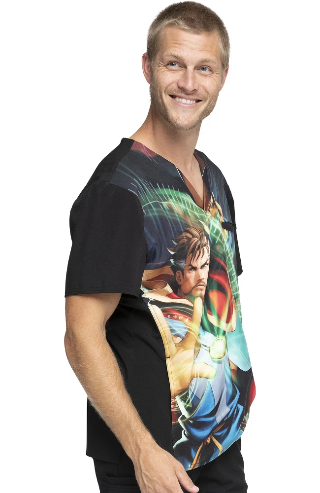 Cherokee Clearance Men's Doctor Strange Print Scrub Top - Image 4